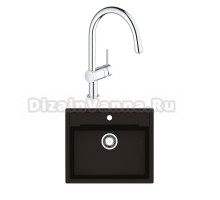 Комплект Мойка Reginox Amsterdam 54 3,5 black silvery + Смеситель Grohe Minta 3291800E хром