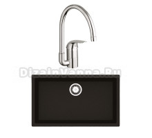 Комплект Мойка Reginox Amsterdam 72 3,5 black silvery + Смеситель Grohe Euroeco 32752000