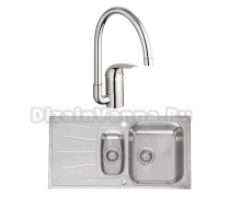 Комплект Мойка Reginox Diplomat 15 LUX KGOKG сталь + Смеситель Grohe Euroeco 32752000