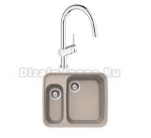 Комплект Мойка Reginox Genova Sandbeige 3,5x2 (c/box) + Смеситель Grohe Minta 3291800E хром