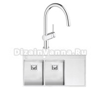 Комплект Мойка Reginox Nevada LUX OKG left L 30x30 сталь + Смеситель Grohe Minta 3291800E хром