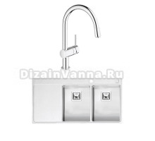 Комплект Мойка Reginox Nevada LUX OKG right L 30x30 сталь + Смеситель Grohe Minta 3291800E хром