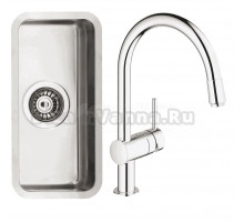 Комплект Мойка Reginox Ohio Small LUX OKG (c/box) L 18x40 + Смеситель Grohe Minta 3291800E хром