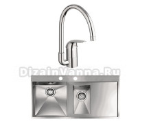 Комплект Мойка Reginox Ontario 1.5 LUX OKG left L сталь + Смеситель Grohe Euroeco 32752000