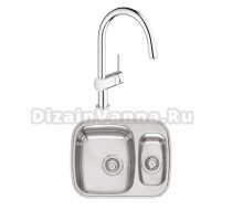 Комплект Мойка Reginox Queen L60 LUX KGOKG сталь + Смеситель Grohe Minta 3291800E хром