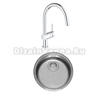 Комплект Мойка Reginox R18 370 LINEN OKG сталь + Смеситель Grohe Minta 3291800E хром