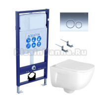 Комплект Унитаз подвесной AQUATEK Дива AQ2012-00 безободковый, с микролифтом + Инсталляция Standard INS-0000012 + Комплект креплений KKI-0000002 + Кнопка KDI-0000018