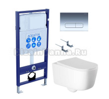 Комплект Унитаз подвесной AQUATEK Лугано AQ2002-00 безободковый, с микролифтом + Инсталляция Standard INS-0000012 + Комплект креплений KKI-0000002 + Кнопка KDI-0000016 хром