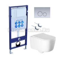 Комплект Унитаз подвесной AQUATEK Лугано AQ2002-00 безободковый, с микролифтом + Инсталляция Standard INS-0000012 + Комплект креплений KKI-0000002 + Кнопка KDI-0000019 хром матовый
