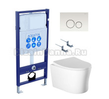 Комплект Унитаз подвесной AQUATEK Ника AQ2009-00 безободковый, с микролифтом + Инсталляция Standard INS-0000012 + Комплект креплений KKI-0000002 + Кнопка KDI-0000015 белая