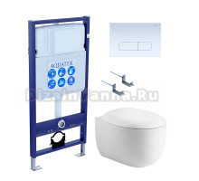 Комплект Унитаз подвесной AQUATEK Альтаир AQ1980-00 безободковый, с микролифтом + Инсталляция Standard INS-0000012 + Комплект креплений KKI-0000002 + Кнопка KDI-0000013 белая