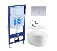 Комплект Унитаз подвесной AQUATEK Альтаир AQ1980-00 безободковый, с микролифтом + Инсталляция Standard INS-0000012 + Комплект креплений KKI-0000002 + Кнопка KDI-0000014 хром матовый