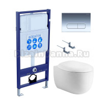 Комплект Унитаз подвесной AQUATEK Альтаир AQ1980-00 безободковый, с микролифтом + Инсталляция Standard INS-0000012 + Комплект креплений KKI-0000002 + Кнопка KDI-0000016 хром