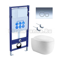 Комплект Унитаз подвесной AQUATEK Альтаир AQ1980-00 безободковый, с микролифтом + Инсталляция Standard INS-0000012 + Комплект креплений KKI-0000002 + Кнопка KDI-0000018 хром