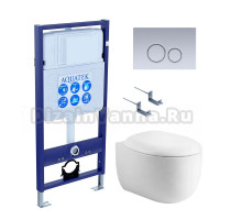 Комплект Унитаз подвесной AQUATEK Альтаир AQ1980-00 безободковый, с микролифтом + Инсталляция Standard INS-0000012 + Комплект креплений KKI-0000002 + Кнопка KDI-0000019 хром матовый