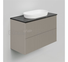 Тумба с раковиной La Fenice Terra Twin 100 подвесная, cappuccino, столешница черный мрамор, раковина белая матовая