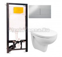 Комплект Унитаз подвесной Wanfald Lauta 47302100005 + Инсталляция OLI 80 ECO Sanitarblock mechanic 3 в 1 с кнопкой смыва