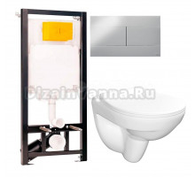 Комплект Унитаз подвесной Керамин Санти CDB00022946 + Инсталляция OLI 80 ECO Sanitarblock mechanic 3 в 1 с кнопкой смыва