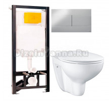 Комплект Унитаз подвесной Grohe Bau Ceramic 39351000 + Инсталляция OLI 80 ECO Sanitarblock mechanic 3 в 1 с кнопкой смыва