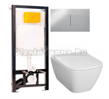 Комплект Унитаз подвесной Geberit Smyle Square 500.683.01.1 + Инсталляция OLI 80 ECO Sanitarblock mechanic 3 в 1 с кнопкой смыва