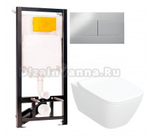 Комплект Унитаз подвесной Geberit Smyle Square 500.685.01.1 + Инсталляция OLI 80 ECO Sanitarblock mechanic 3 в 1 с кнопкой смыва