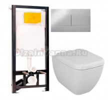 Комплект Унитаз подвесной VitrA Shift 7742B003-0075 белая глянцевая + Крышка 91-003-009 с микролифтом, петли хром + Инсталляция OLI 80 ECO Sanitarblock mechanic 3 в 1 с кнопкой смыва