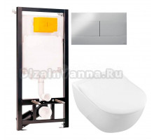 Комплект Унитаз подвесной Villeroy & Boch Subway 2.0 5614R201 + Инсталляция OLI 80 ECO Sanitarblock mechanic 3 в 1 с кнопкой смыва