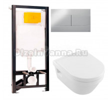 Комплект Унитаз подвесной Villeroy & Boch Omnia Architectura 5684HR01 + Инсталляция OLI 80 ECO Sanitarblock mechanic 3 в 1 с кнопкой смыва