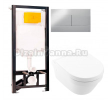 Комплект Унитаз подвесной Villeroy & Boch Architectura 4694HR01 + Инсталляция OLI 80 ECO Sanitarblock mechanic 3 в 1 с кнопкой смыва