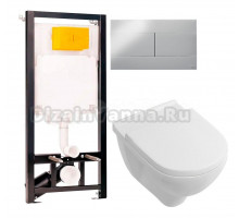 Комплект Унитаз подвесной Villeroy & Boch O.Novo 5660HR01 + Инсталляция OLI 80 ECO Sanitarblock mechanic 3 в 1 с кнопкой смыва