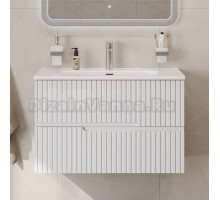 Тумба с раковиной Cezares Duet 80 bianco lucido, раковина белая CZR-8095-80