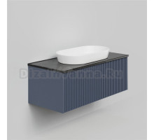Тумба с раковиной La Fenice Terra 100 подвесная, blu grigio, столешница черный мрамор, раковина белая матовая
