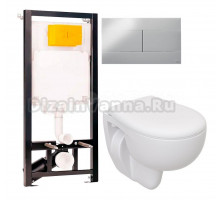 Комплект Унитаз подвесной Seramiksan Natura A051041H + Крышка AG50002 + Инсталляция OLI 80 ECO Sanitarblock mechanic 3 в 1 с кнопкой смыва
