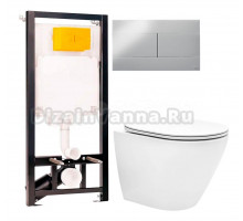 Комплект Унитаз подвесной EvaGold K505 + Инсталляция OLI 80 ECO Sanitarblock mechanic 3 в 1 с кнопкой смыва
