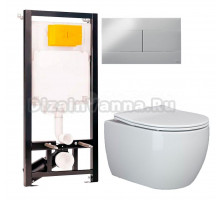 Комплект Унитаз подвесной Ceramicanova Play CN3001 + Инсталляция OLI 80 ECO Sanitarblock mechanic 3 в 1 с кнопкой смыва