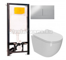 Комплект Унитаз подвесной Bauedge Bau Dream Hurricane 5 Inclosed + Инсталляция OLI 80 ECO Sanitarblock mechanic 3 в 1 с кнопкой смыва