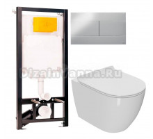 Комплект Унитаз подвесной Bauedge Bau Dream + Инсталляция OLI 80 ECO Sanitarblock mechanic 3 в 1 с кнопкой смыва