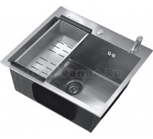 Мойка кухонная Ulgran 50х45, брашированная сталь + Жидкое мыло Grass Milana