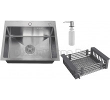 Мойка кухонная РМС MR-6050 c корзиной и дозатором, нержавеющая сталь + Жидкое мыло Grass Milana
