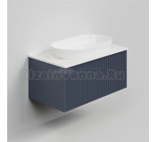 Тумба под раковину со столешницей La Fenice Terra 80 подвесная, blu grigio, столешница белый мрамор