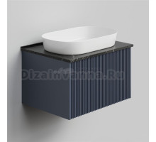Тумба под раковину со столешницей La Fenice Terra 60 подвесная, blu grigio, столешница черный мрамор