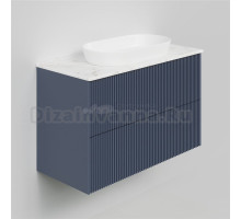 Тумба под раковину со столешницей La Fenice Terra Twin 100 подвесная, blu grigio, столешница белый мрамор