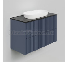 Тумба под раковину со столешницей La Fenice Terra Twin 100 подвесная, blu grigio, столешница черный мрамор