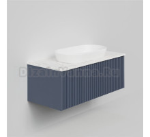 Тумба под раковину со столешницей La Fenice Terra 100 подвесная, blu grigio, столешница белый мрамор
