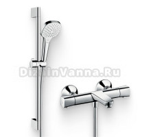 Душевой комплект Гарнитур Hansgrohe Croma Select E Vario 26582400 + Термостат Ecostat universal 13123000 для ванны с душем