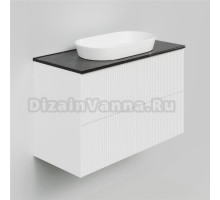Тумба с раковиной La Fenice Terra Twin 100 подвесная, bianca, столешница черный мрамор, раковина белая матовая
