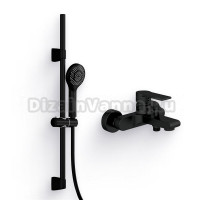 Душевой комплект Смеситель Cersanit Brasko Black 63108 + Гарнитур Neno 63696 черный