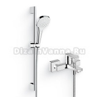 Душевой комплект Гарнитур Hansgrohe Croma Select E 26584400 белый, хром + Смеситель Vernis Shape 71450000 хром