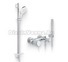 Душевой комплект Смеситель Grohe Concetto 32211001 + Гарнитур Rainshower SmartActive 26594LS0 белая луна