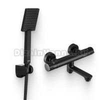 Душевой комплект Термостат Swedbe Mercury 9045B для ванны с душем + Гарнитур Hermes 5136B черный матовый